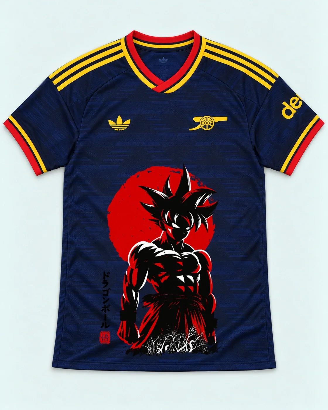 Arsenal Navy Goku Rising Sun Dragon Ball Jersey — Front