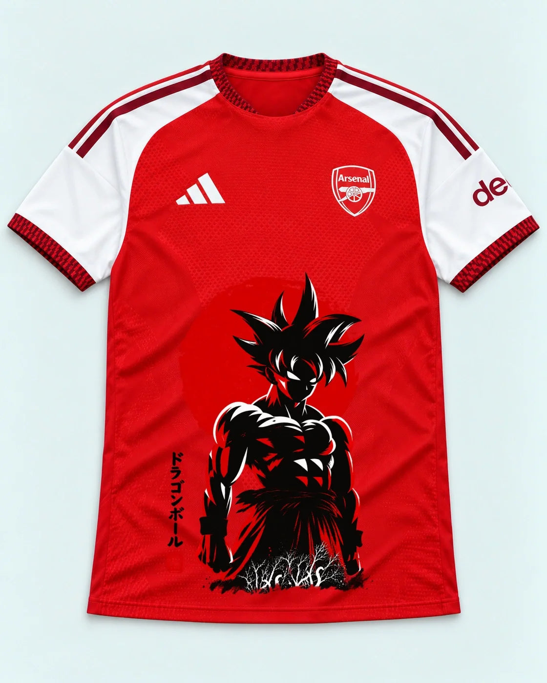 Arsenal Red Goku Rising Sun Dragon Ball Jersey — Front