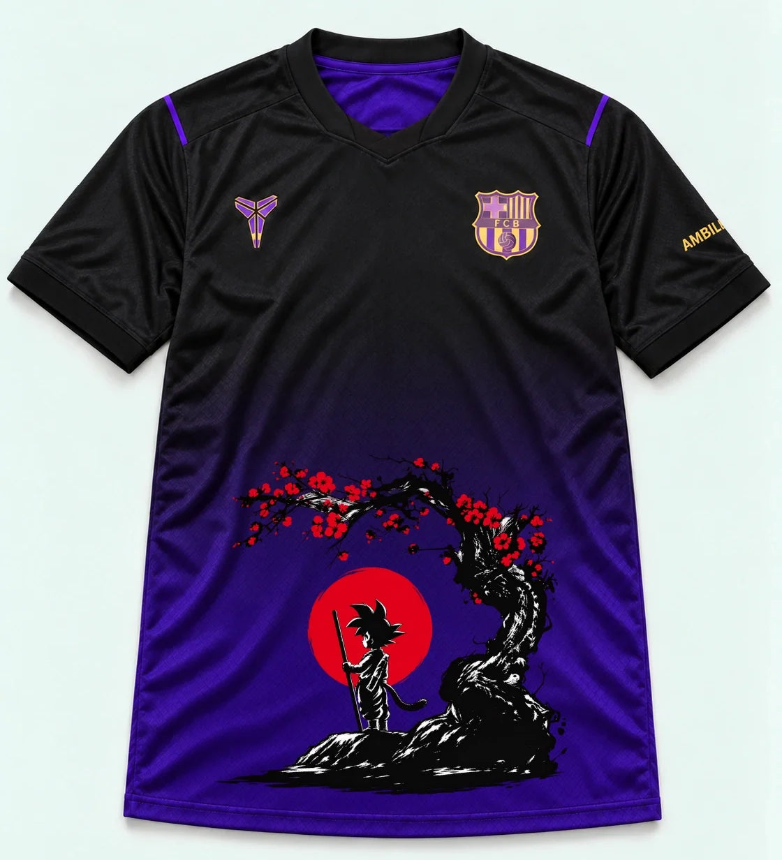 Barcelona Black Purple Goku Sakura Dragon Ball Jersey — Front