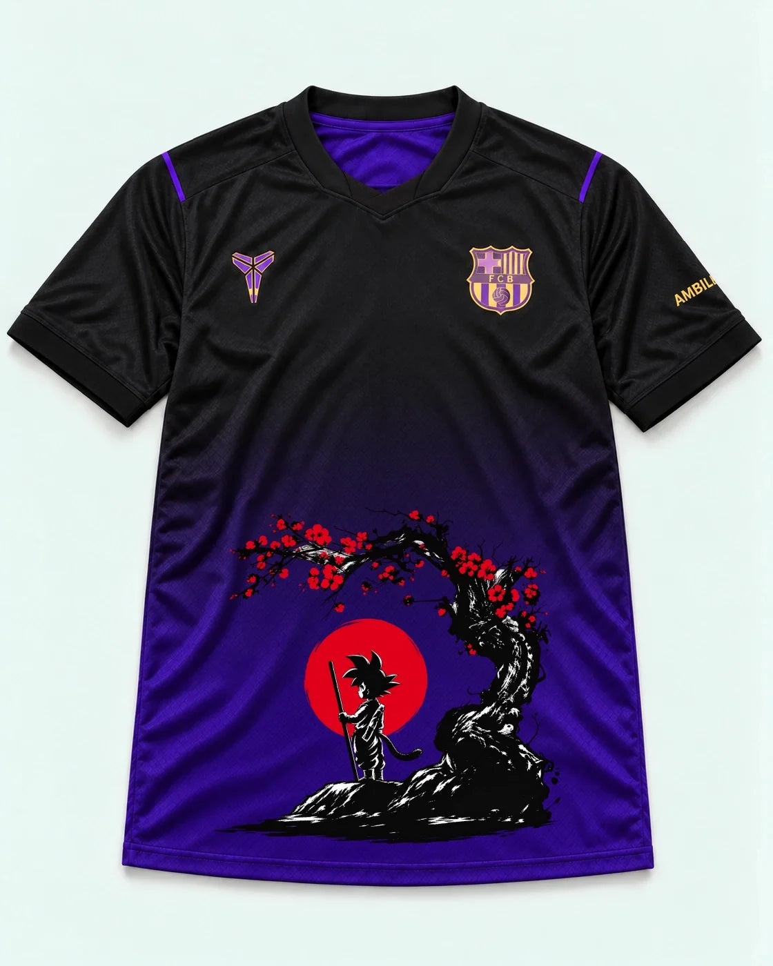 Barcelona Black Purple Goku Sakura Dragon Ball Jersey — Front