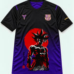 Barcelona Black Purple Goku Rising Sun Dragon Ball Jersey — Front