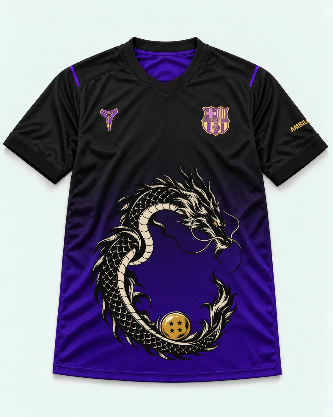 Barcelona Black Purple Shenron Emblem Dragon Ball Jersey — Front