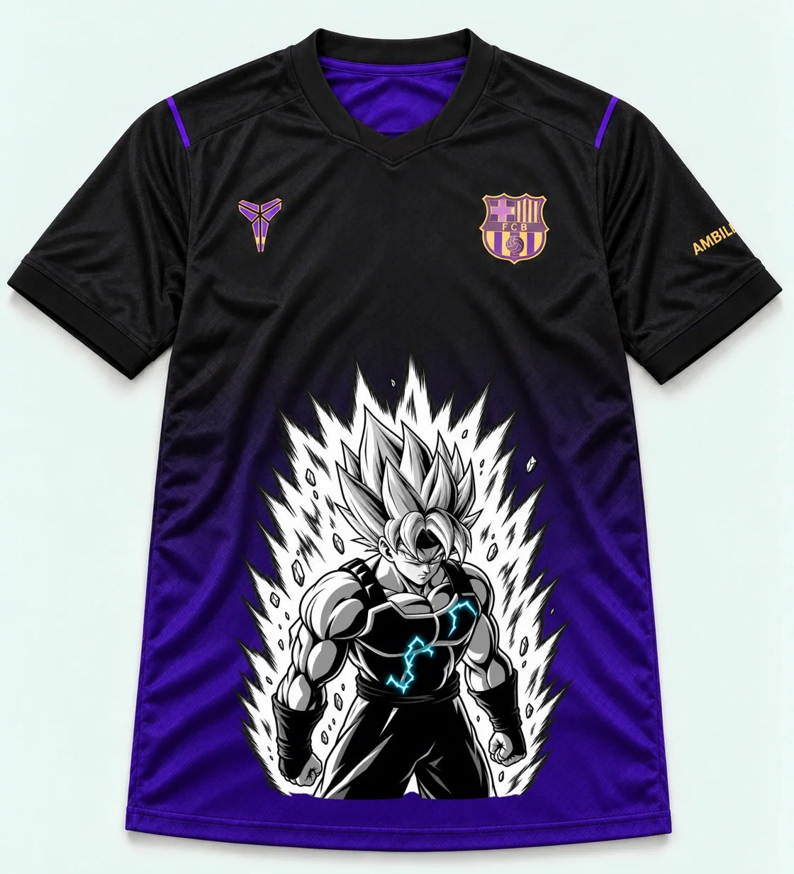 Barcelona Black Purple Super Saiyan Aura Dragon Ball Jersey — Front