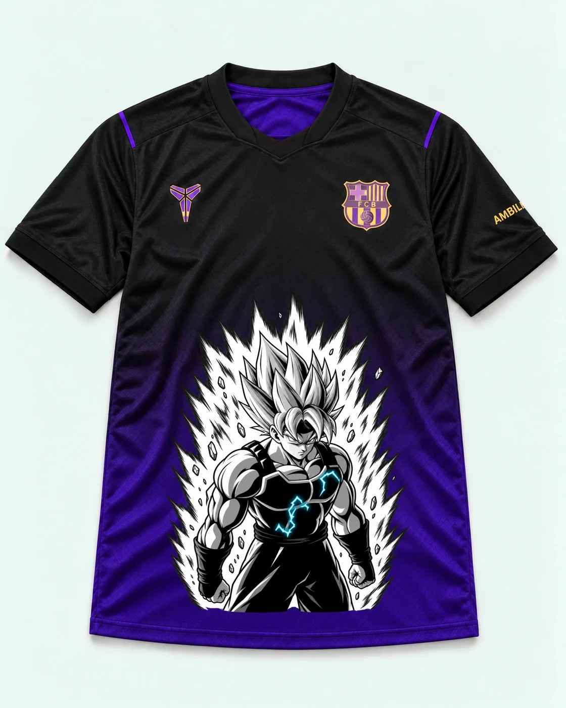 Barcelona Black Purple Super Saiyan Aura Dragon Ball Jersey — Front
