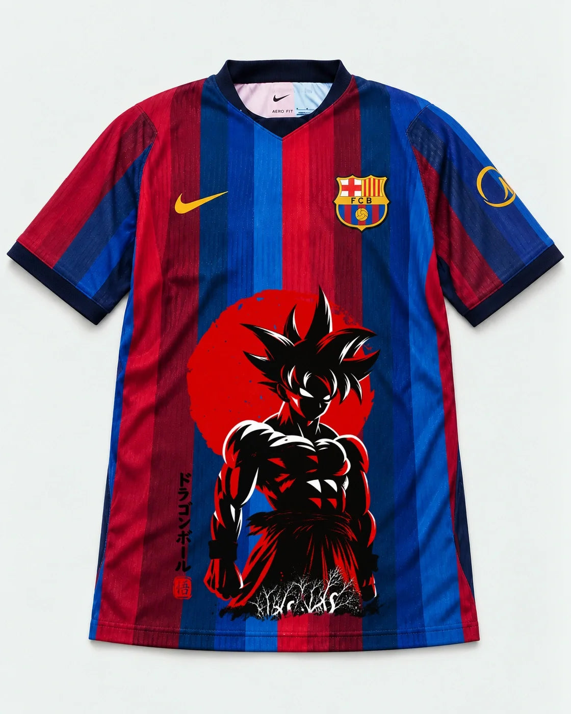 Barcelona Home Goku Rising Sun Dragon Ball Jersey — Front