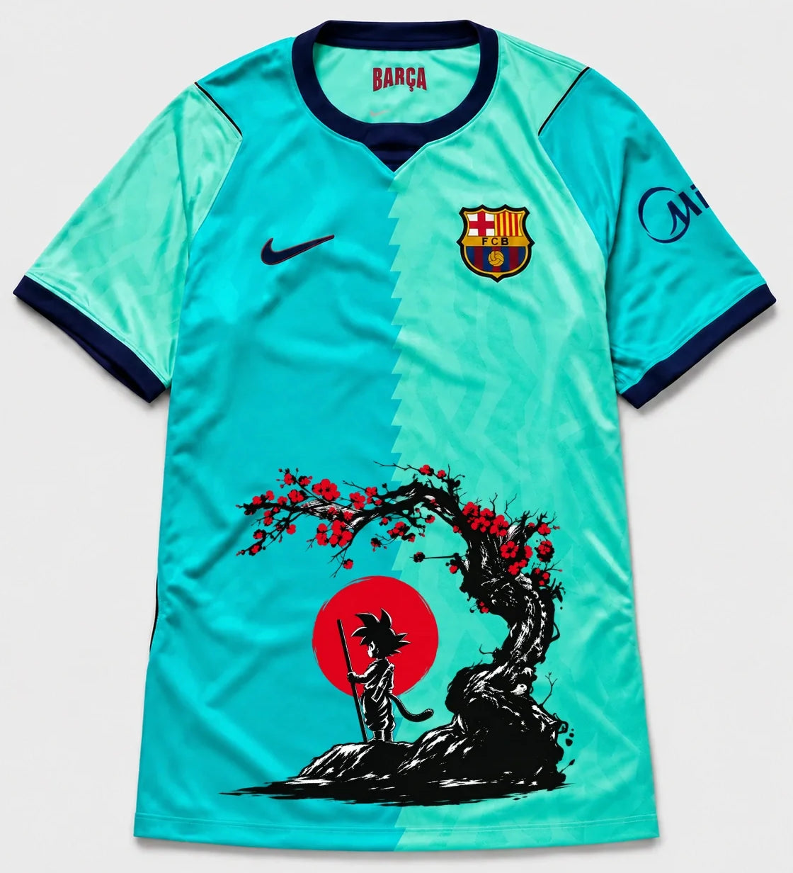 Barcelona Turquoise Goku Sakura Dragon Ball Jersey — Front
