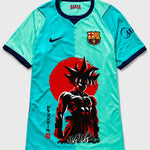 Barcelona Turquoise Goku Rising Sun Dragon Ball Jersey — Front