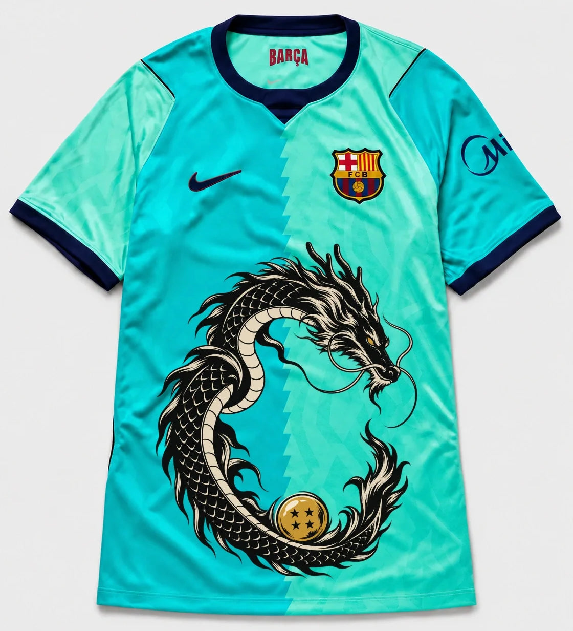 Barcelona Turquoise Shenron Emblem Dragon Ball Jersey — Front