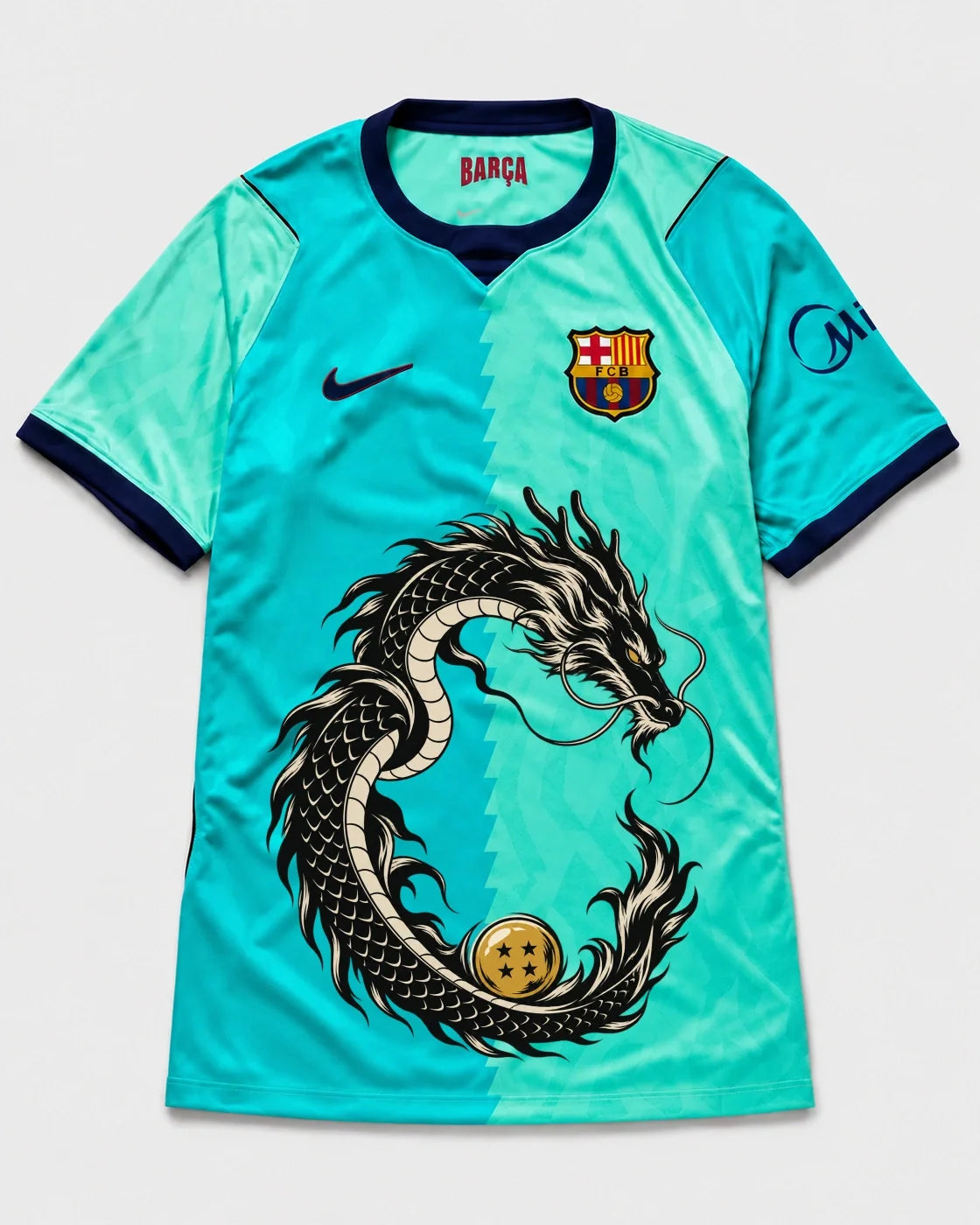 Barcelona Turquoise Shenron Emblem Dragon Ball Jersey — Front