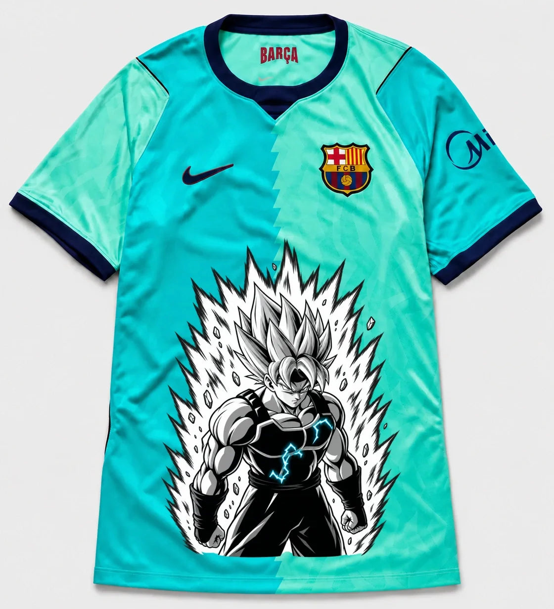 Barcelona Turquoise Super Saiyan Aura Dragon Ball Jersey — Front