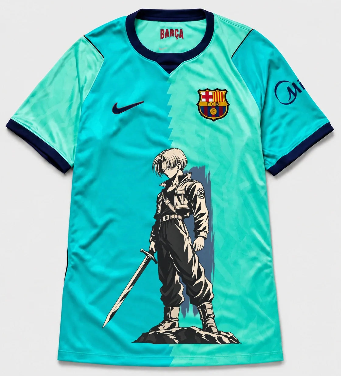 Barcelona Turquoise Trunks Sword Dragon Ball Jersey — Front