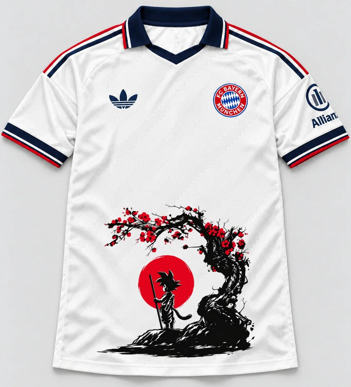Bayern Munich White Goku Sakura Dragon Ball Jersey — Front
