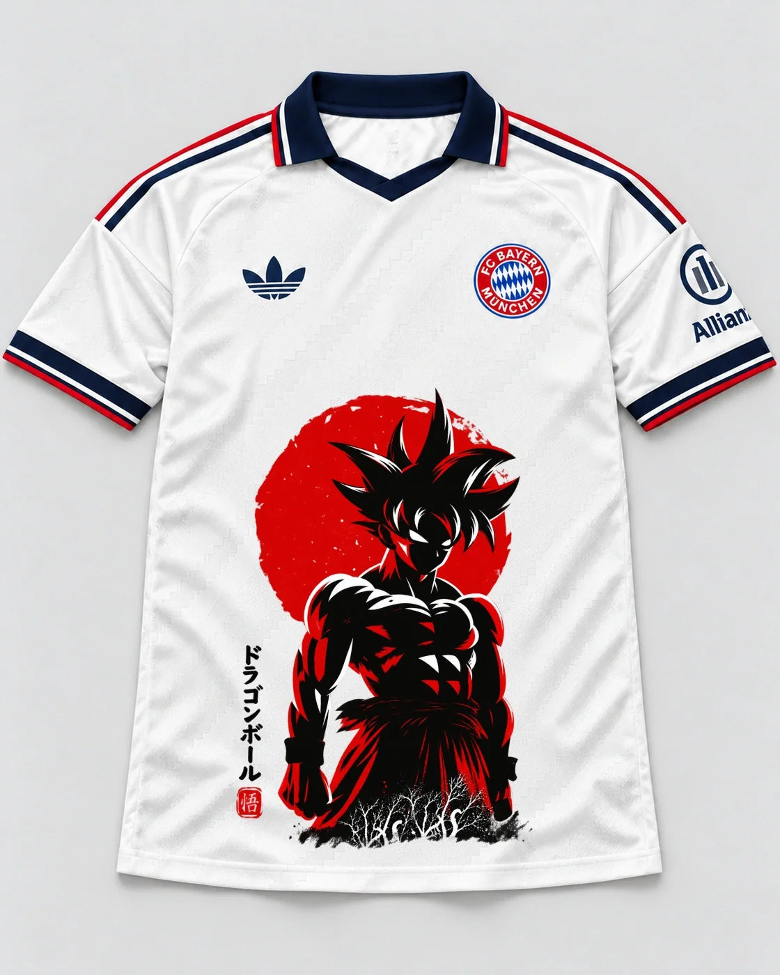 Bayern Munich White Goku Rising Sun Dragon Ball Jersey — Front