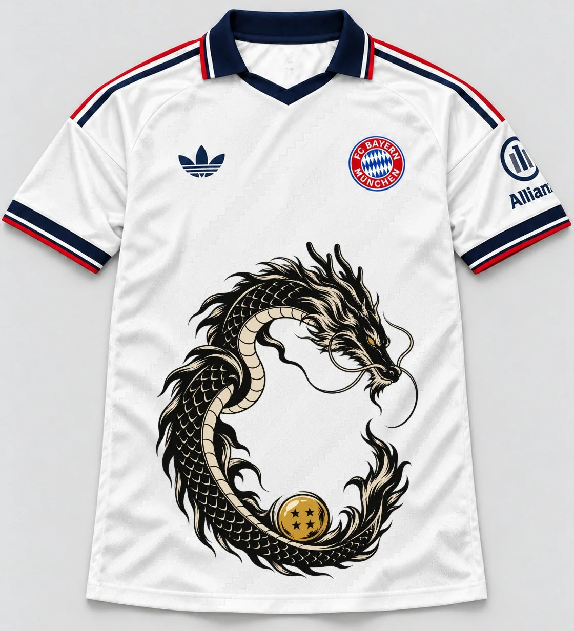 Bayern Munich White Shenron Emblem Dragon Ball Jersey — Front
