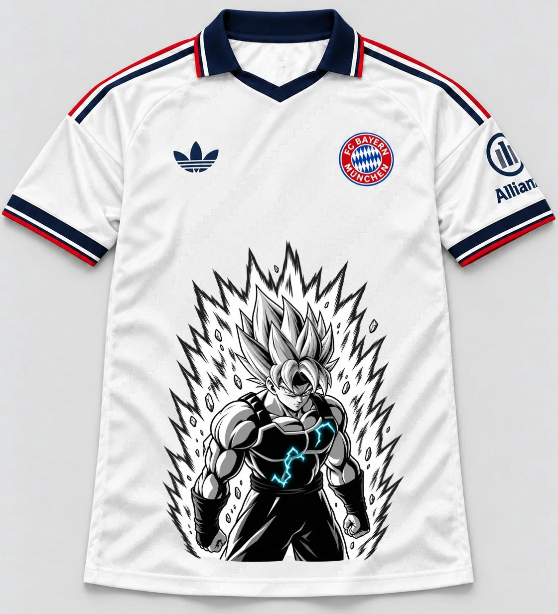 Bayern Munich White Super Saiyan Aura Dragon Ball Jersey — Front