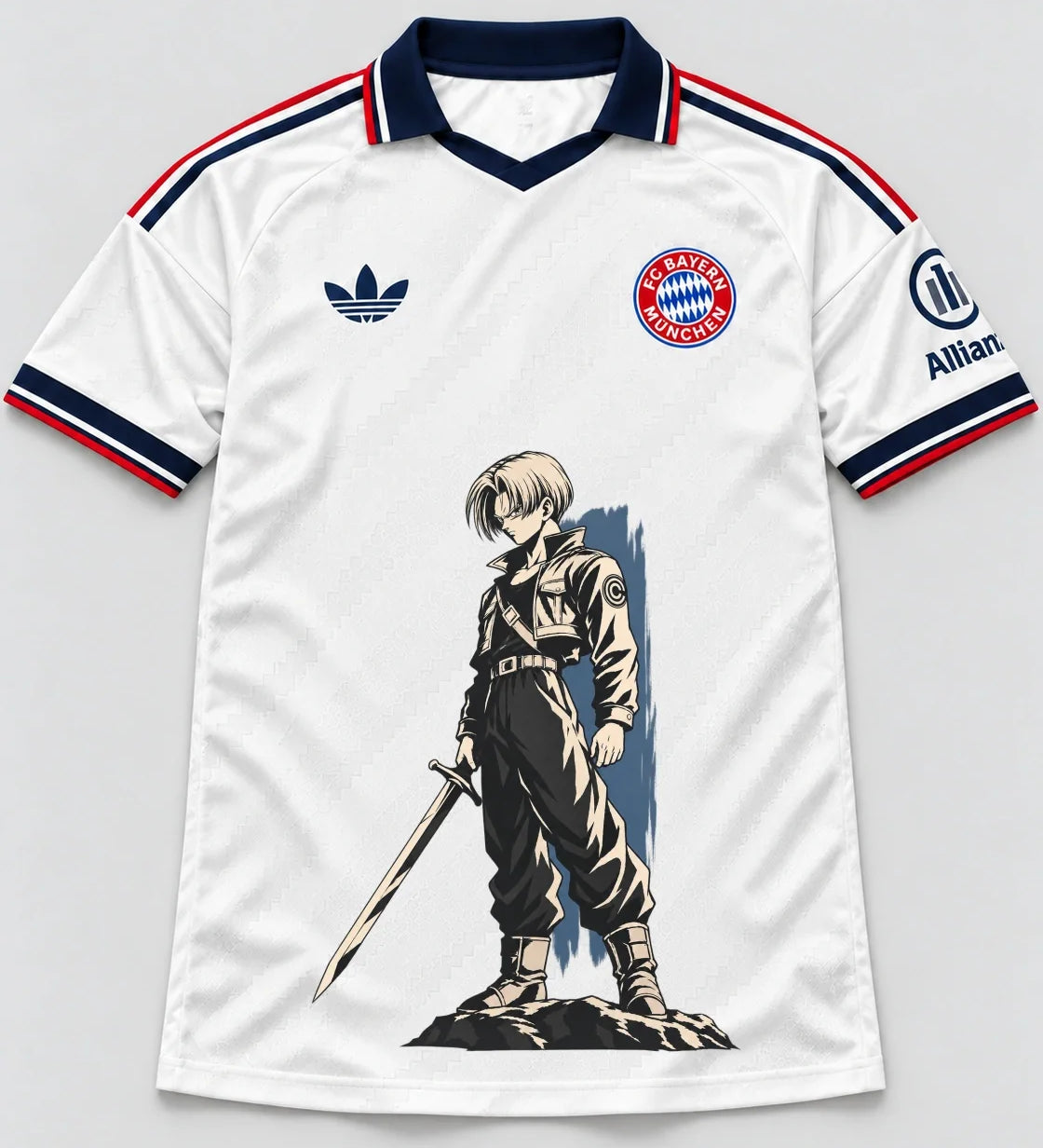 Bayern Munich White Trunks Sword Dragon Ball Jersey — Front