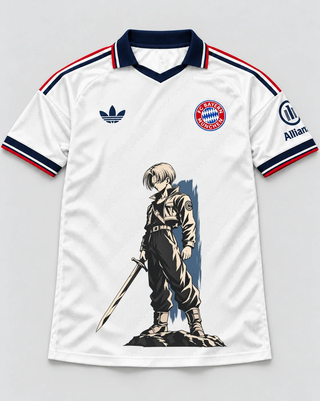 Bayern Munich White Trunks Sword Dragon Ball Jersey — Front
