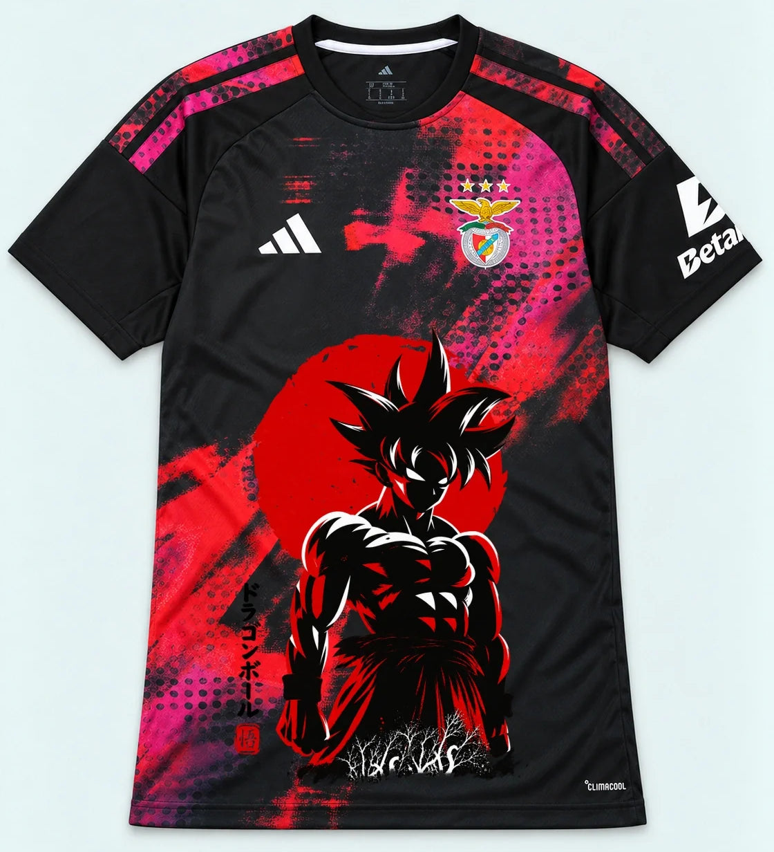 Benfica Black Goku Rising Sun Dragon Ball Jersey — Front