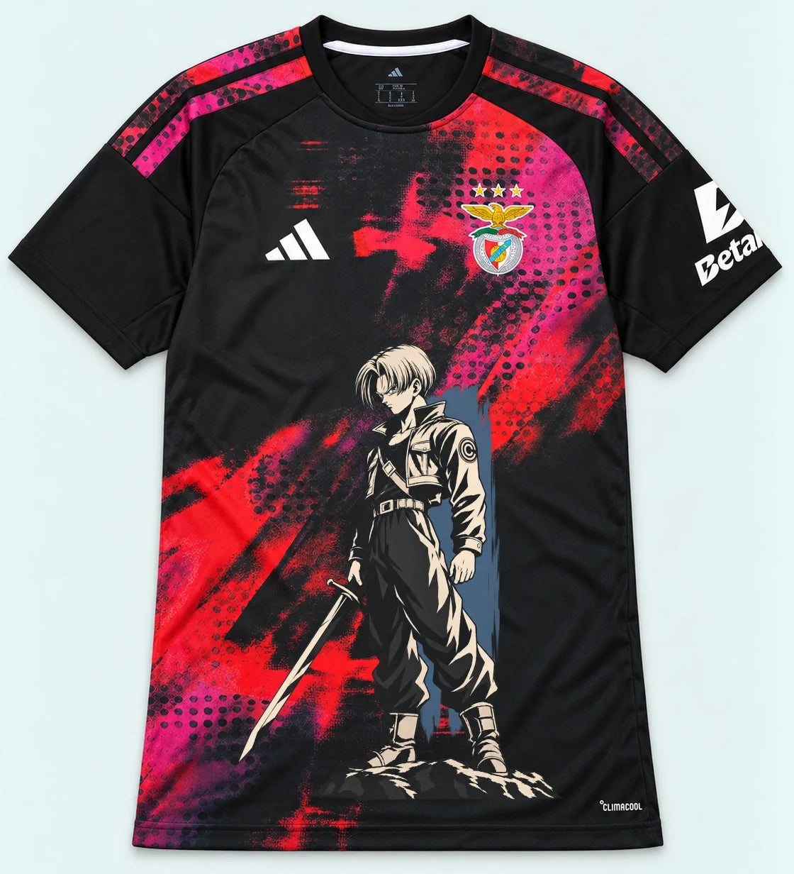 Benfica Black Trunks Sword Dragon Ball Jersey — Front