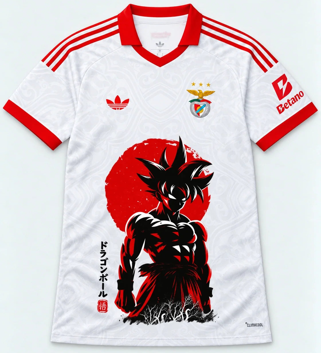 Benfica White Goku Rising Sun Dragon Ball Jersey — Front