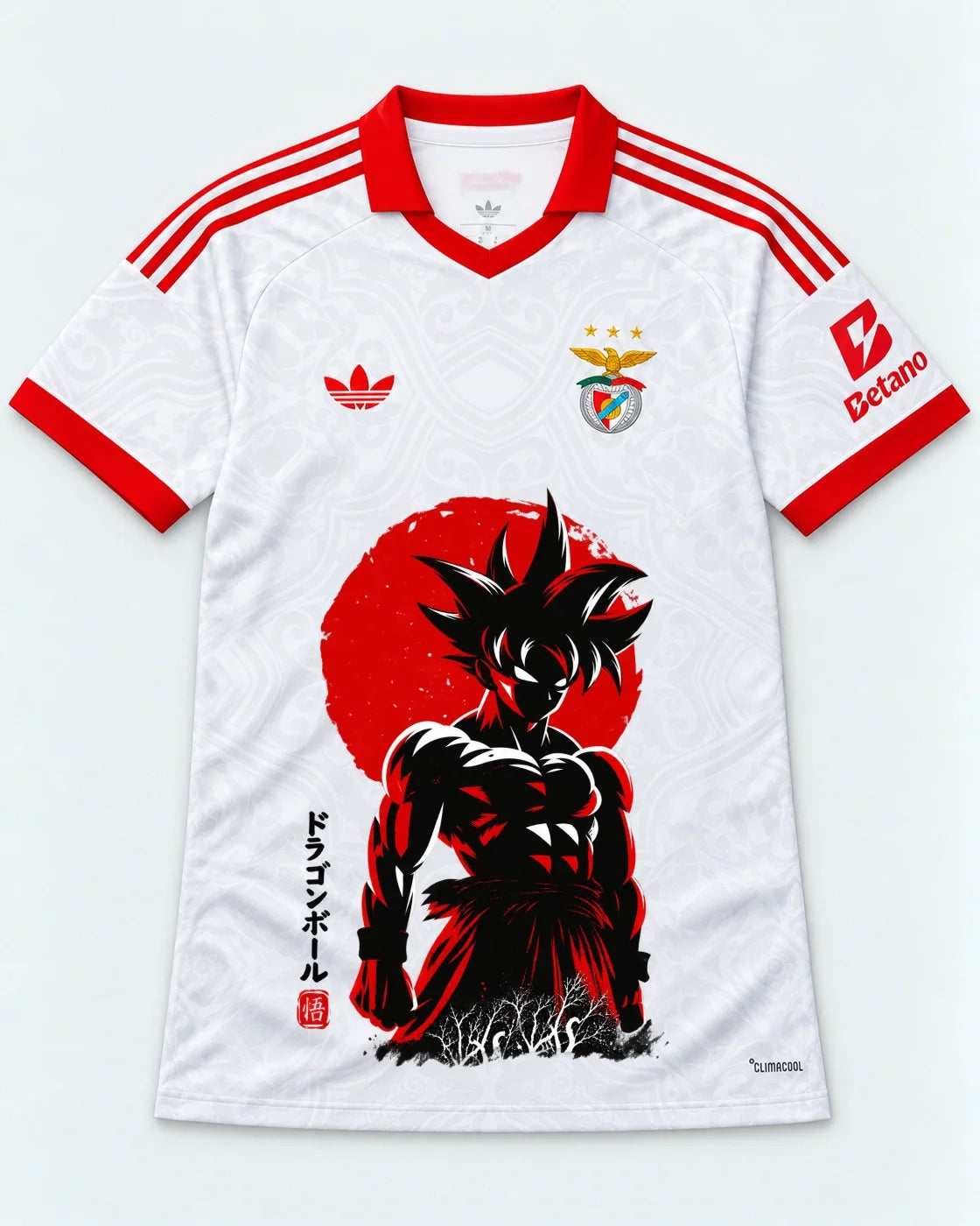 Benfica White Goku Rising Sun Dragon Ball Jersey — Front