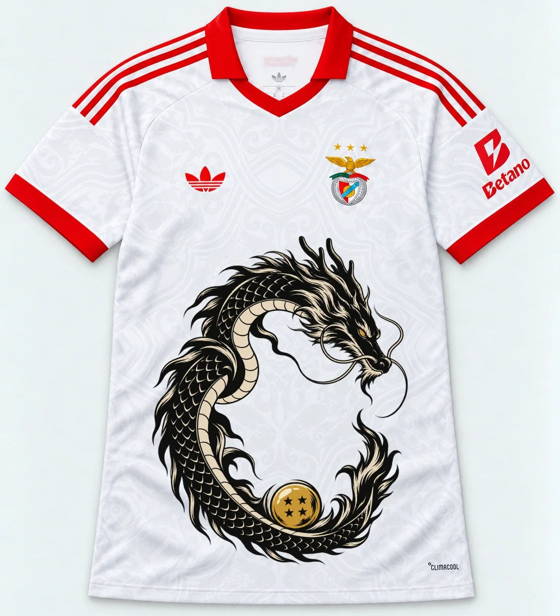 Benfica White Shenron Emblem Dragon Ball Jersey — Front