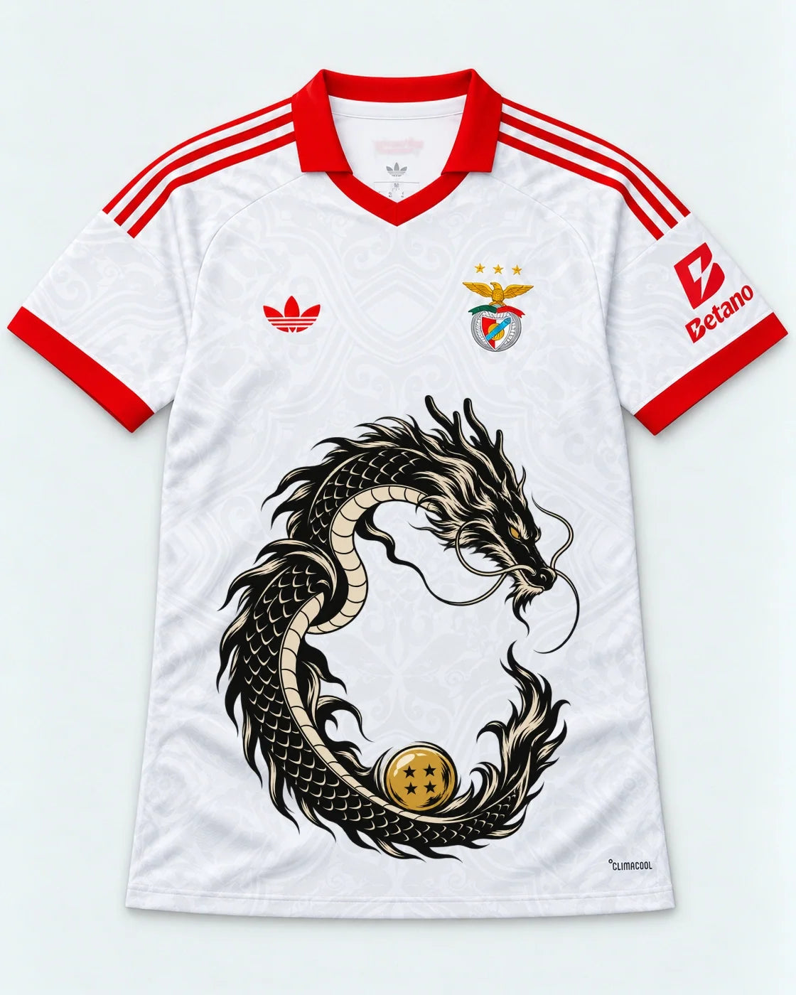Benfica White Shenron Emblem Dragon Ball Jersey — Front