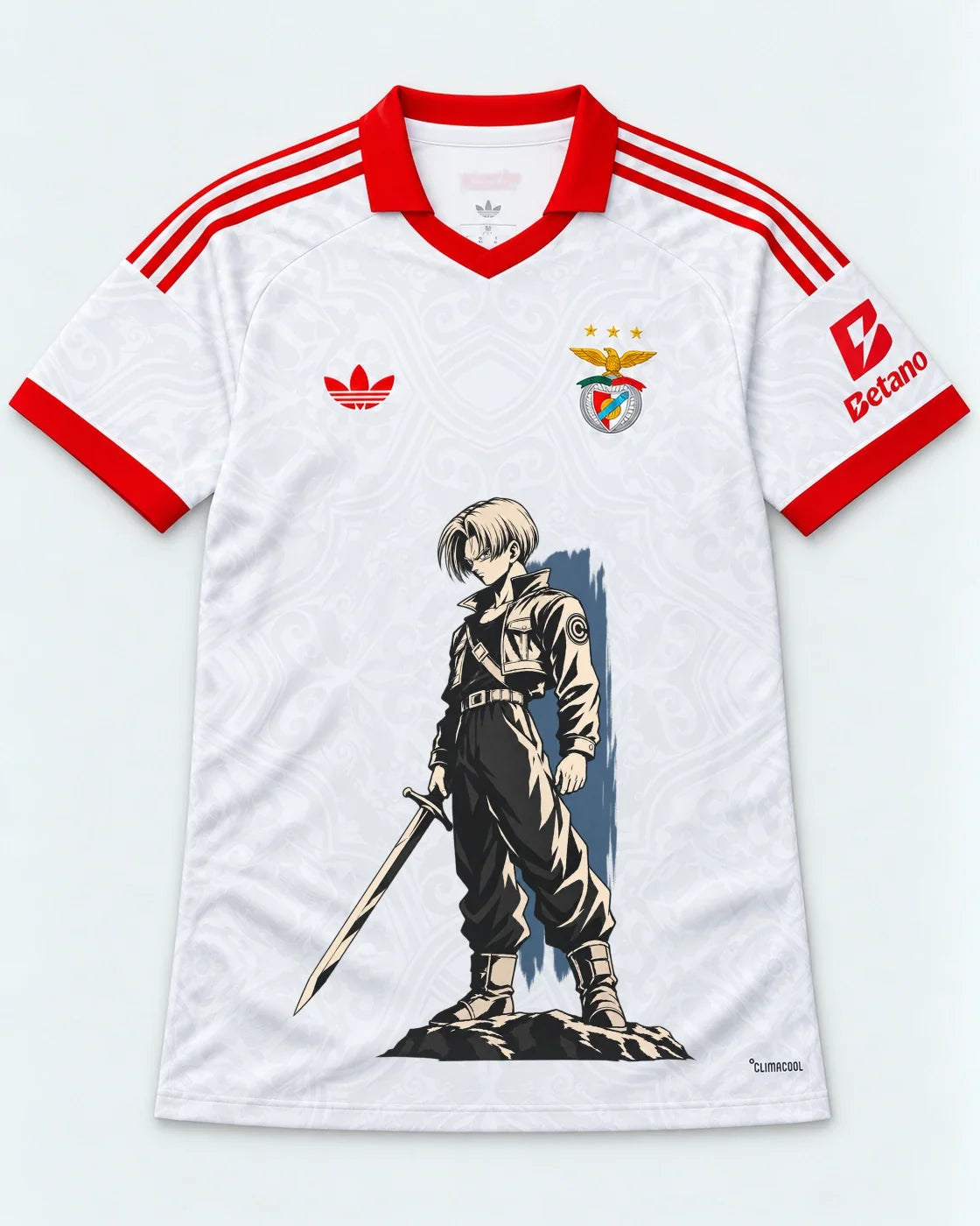Benfica White Trunks Sword Dragon Ball Jersey — Front