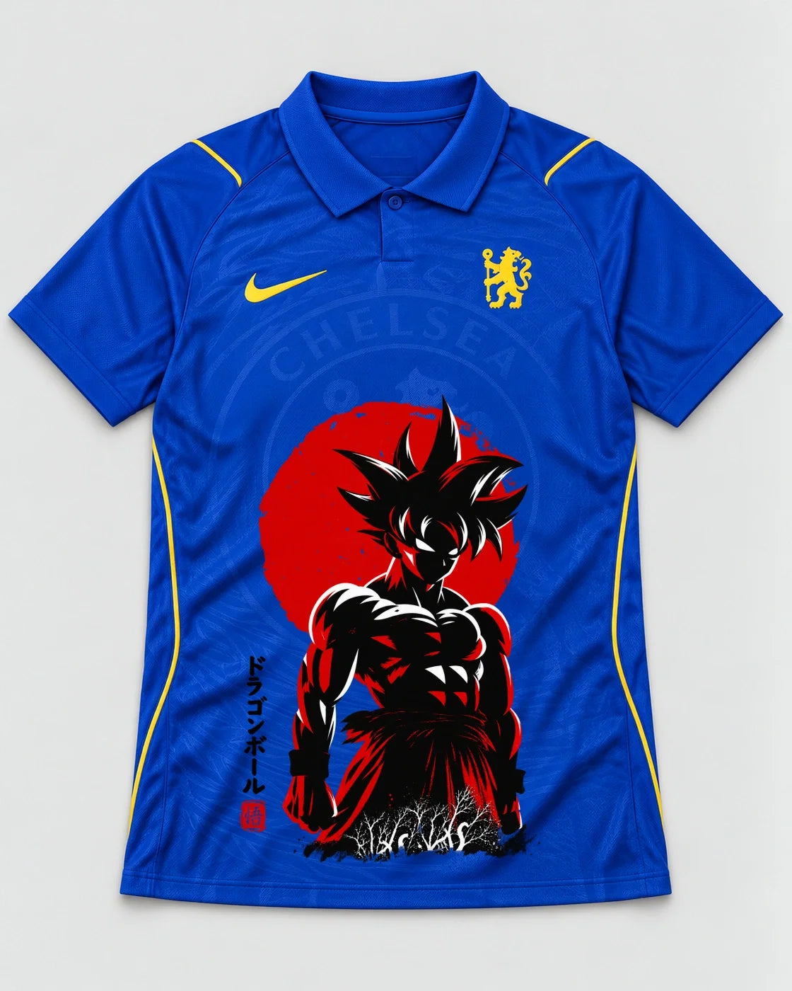 Chelsea Blue Goku Rising Sun Dragon Ball Jersey — Front
