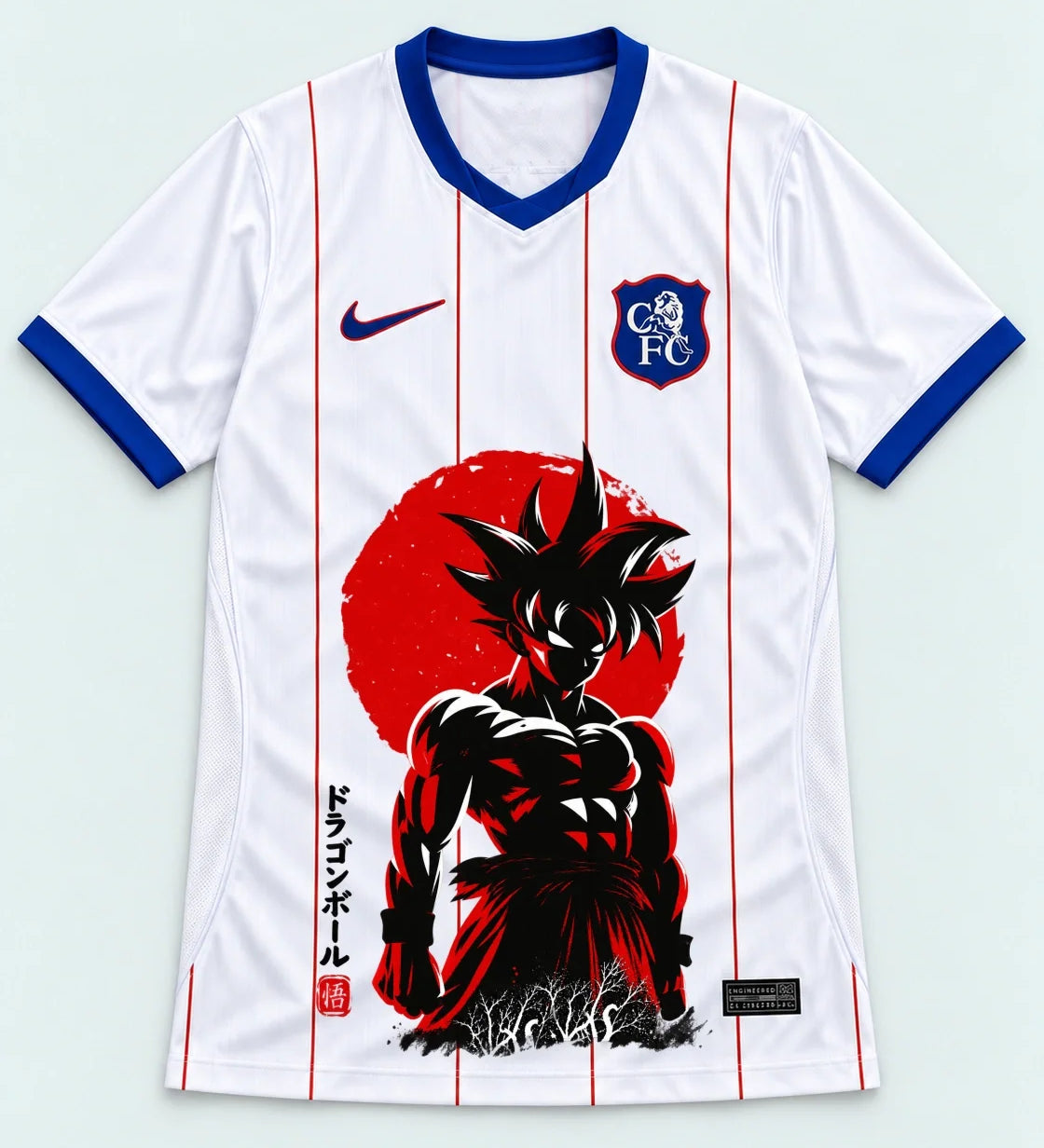 Chelsea White Goku Rising Sun Dragon Ball Jersey — Front