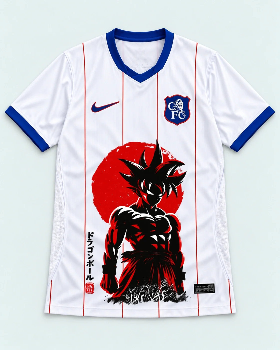Chelsea White Goku Rising Sun Dragon Ball Jersey — Front