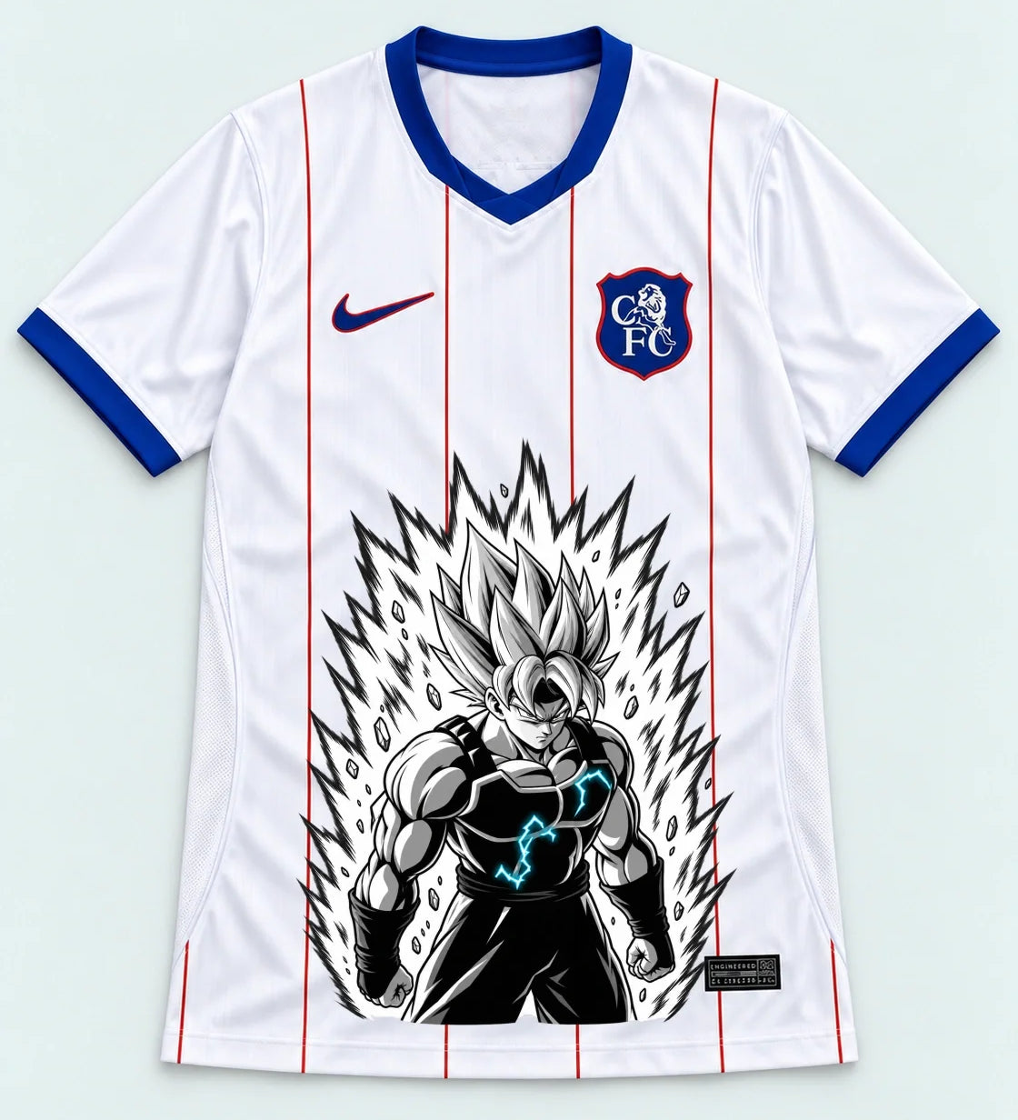 Chelsea White Super Saiyan Aura Dragon Ball Jersey — Front