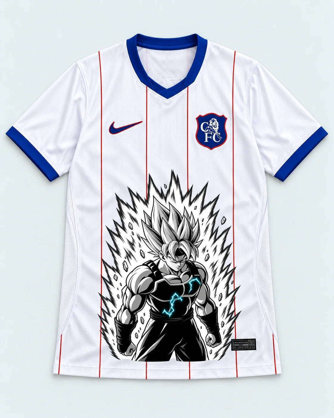 Chelsea White Super Saiyan Aura Dragon Ball Jersey — Front