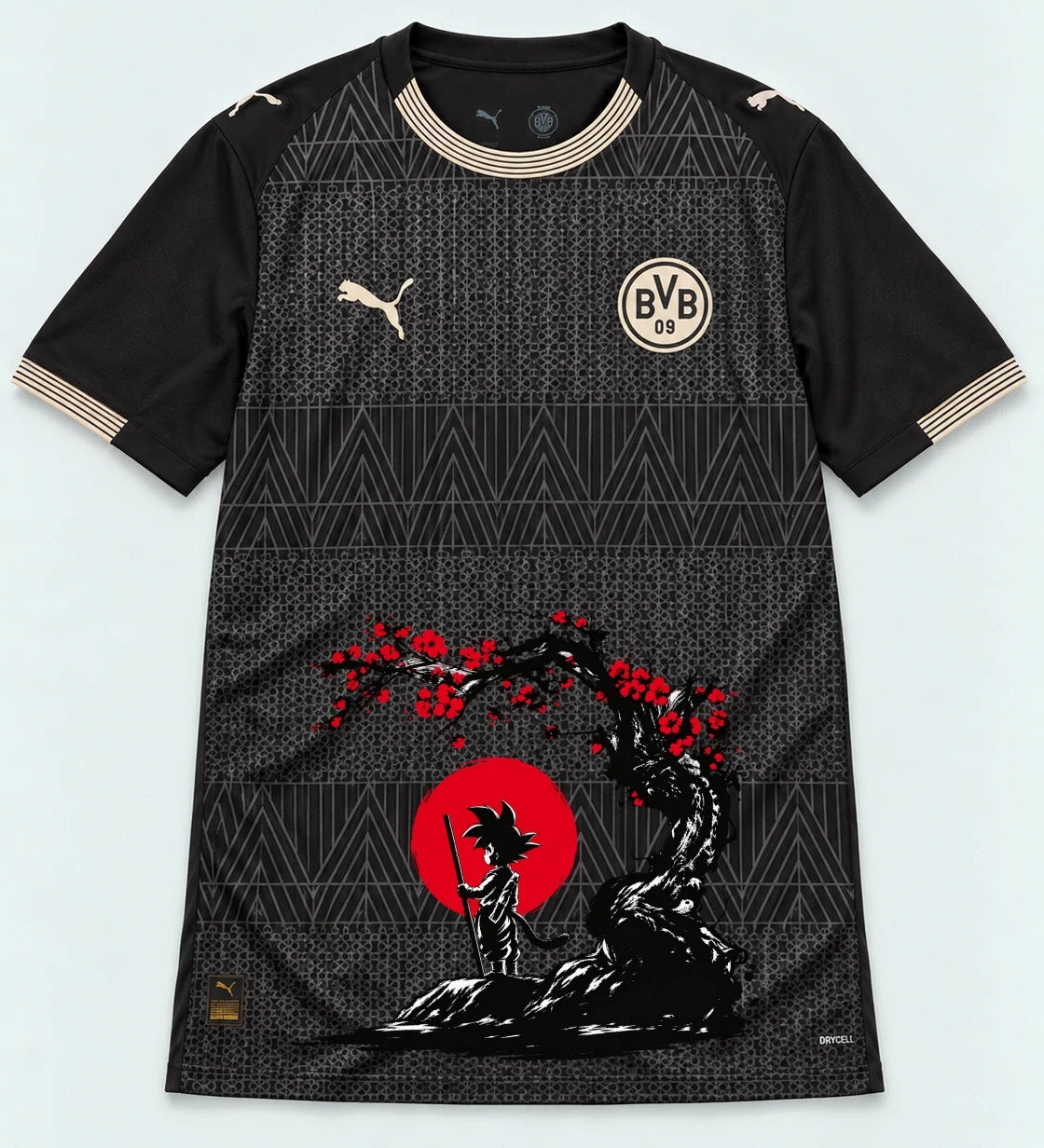Borussia Dortmund Special Black Goku Sakura Dragon Ball Jersey — Front