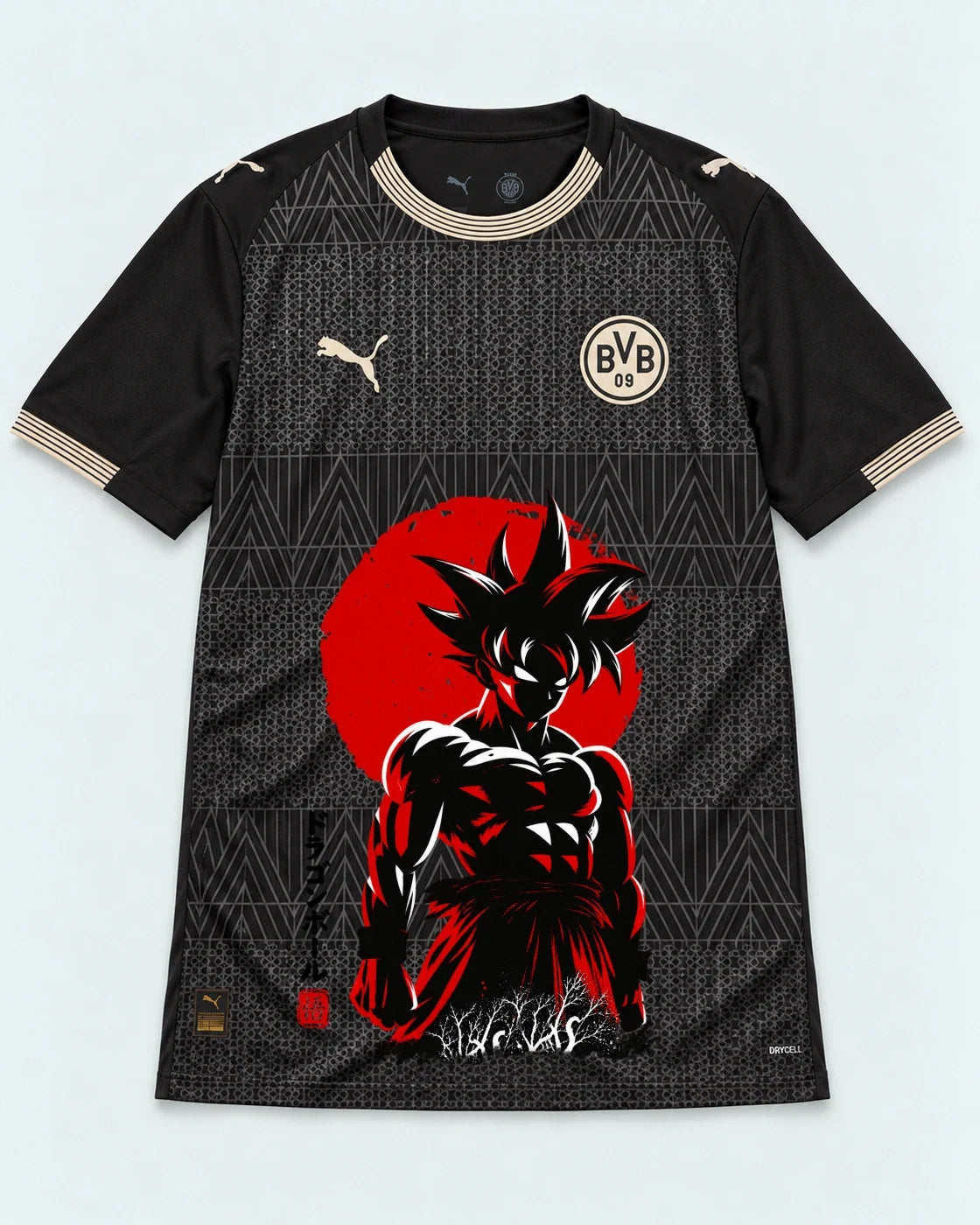 Borussia Dortmund Special Black Goku Rising Sun Dragon Ball Jersey — Front