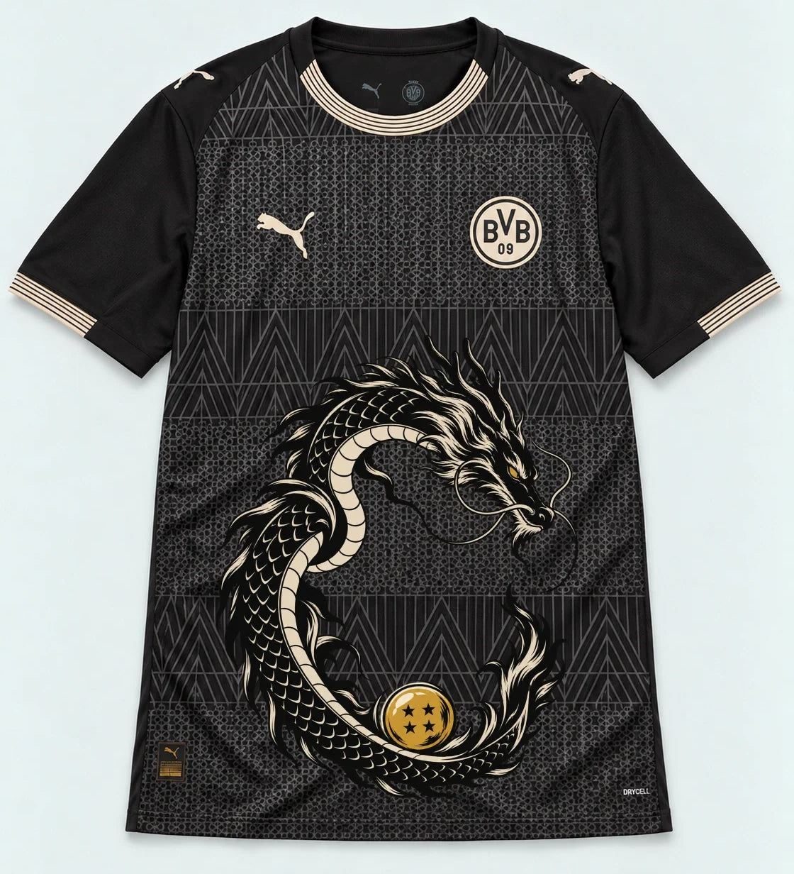 Borussia Dortmund Special Black Shenron Emblem Dragon Ball Jersey — Front