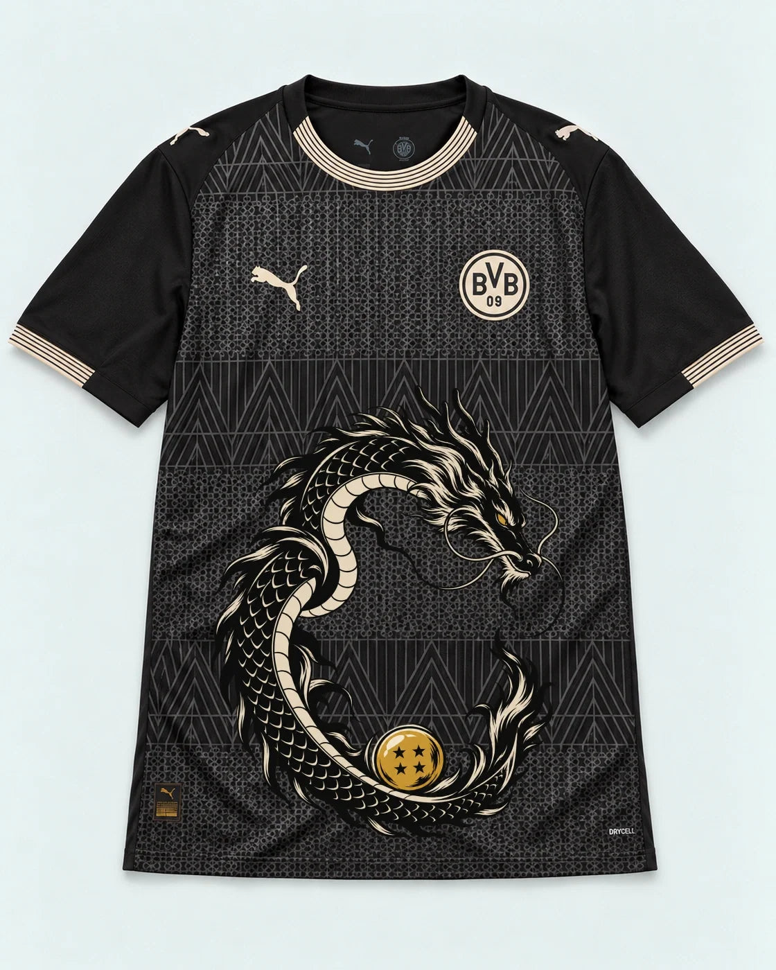 Borussia Dortmund Special Black Shenron Emblem Dragon Ball Jersey — Front
