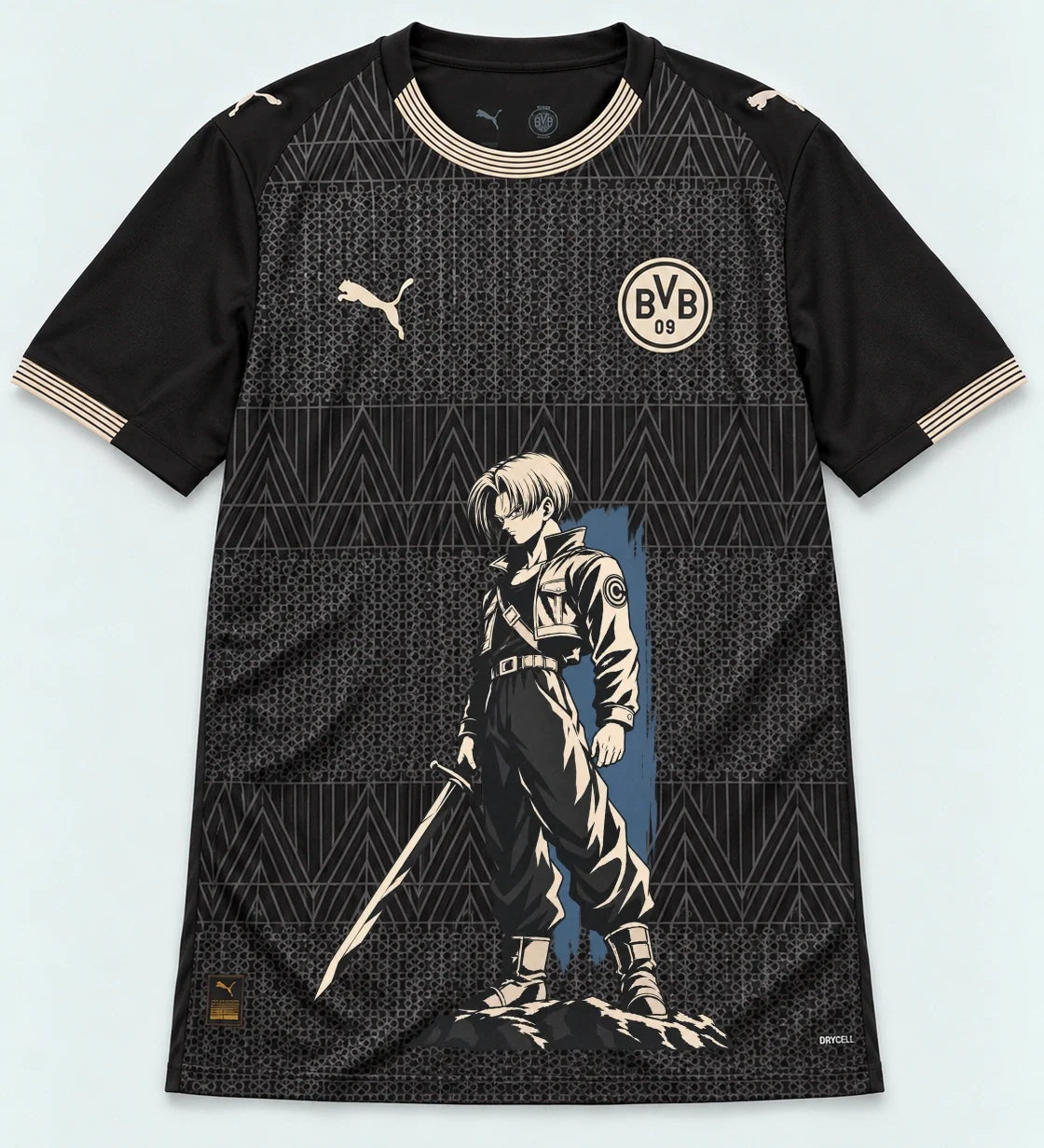 Borussia Dortmund Special Black Trunks Sword Dragon Ball Jersey — Front