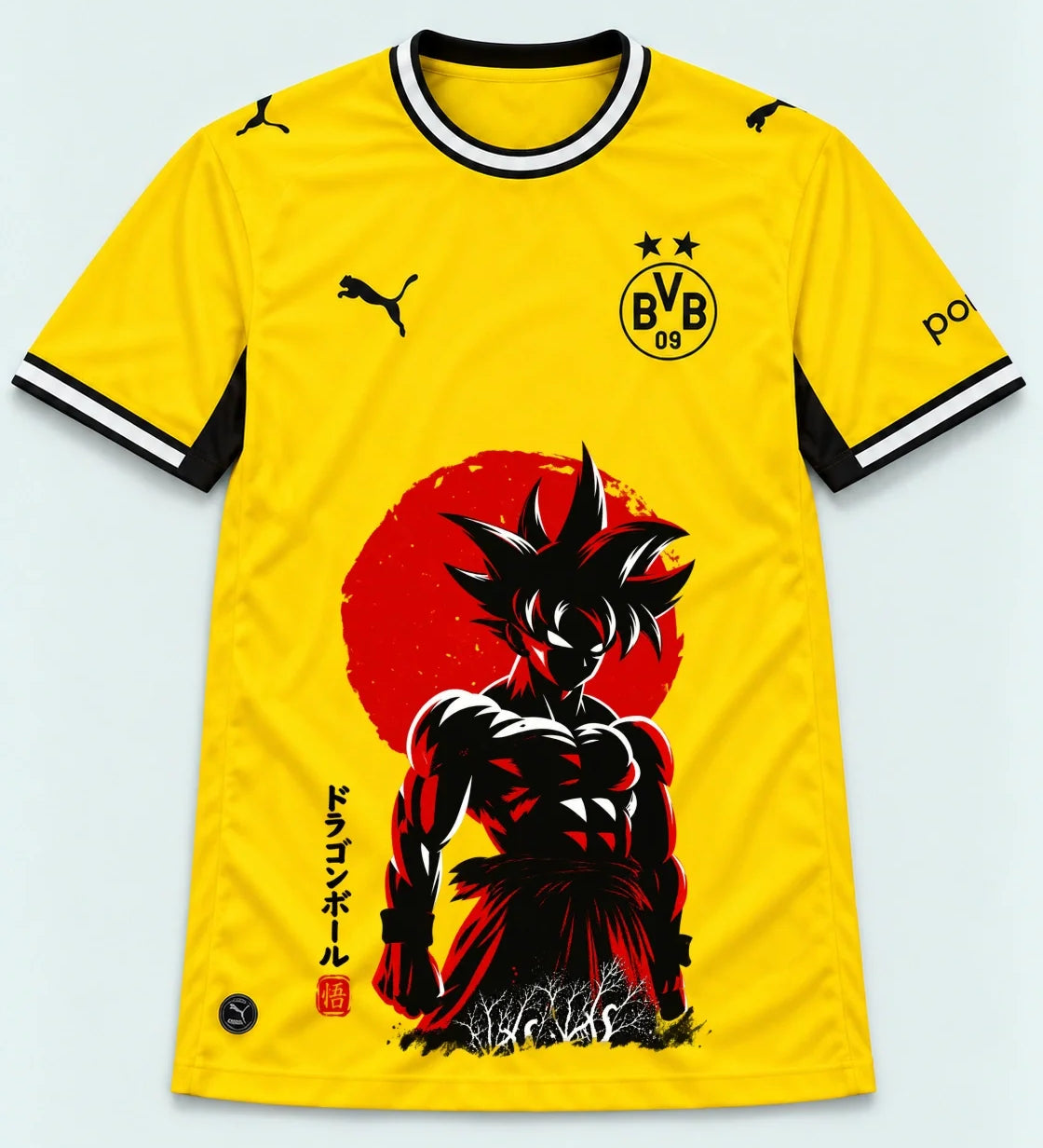 Borussia Dortmund Yellow Goku Rising Sun Dragon Ball Jersey — Front