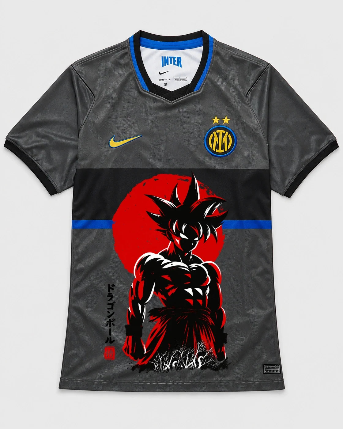 Inter Milan Gray Goku Rising Sun Dragon Ball Jersey — Front