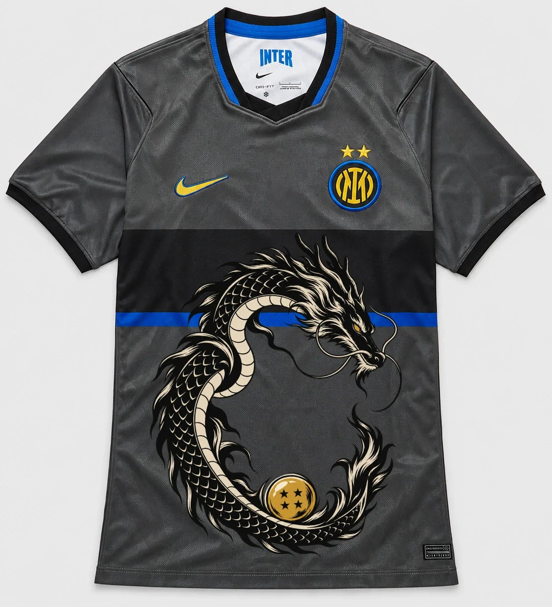 Inter Milan Gray Shenron Emblem Dragon Ball Jersey — Front