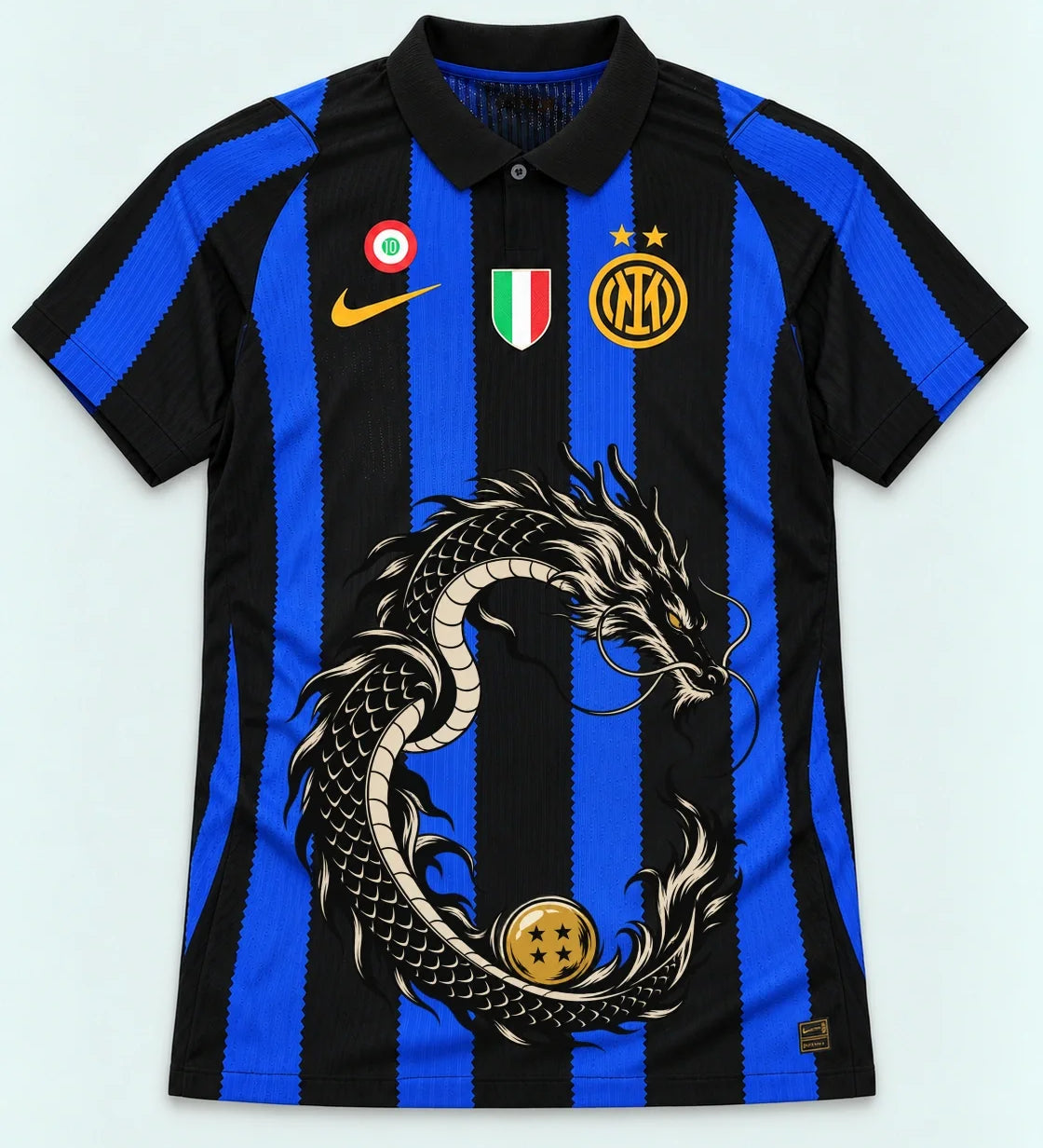 Inter Milan Striped Shenron Emblem Dragon Ball Jersey — Front