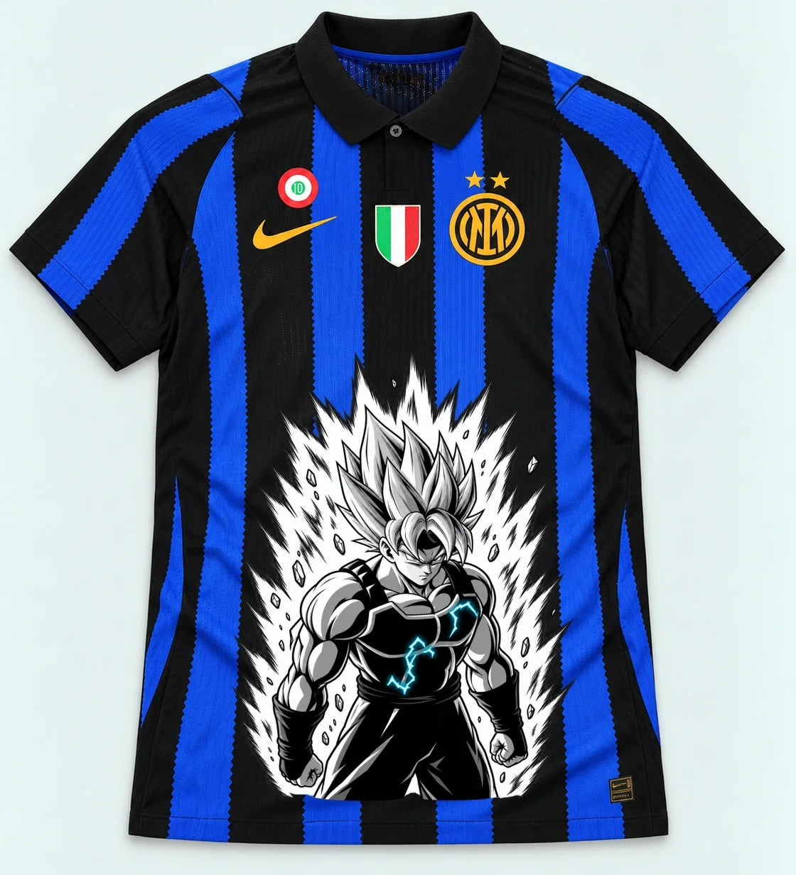 Inter Milan Striped Super Saiyan Aura Dragon Ball Jersey — Front