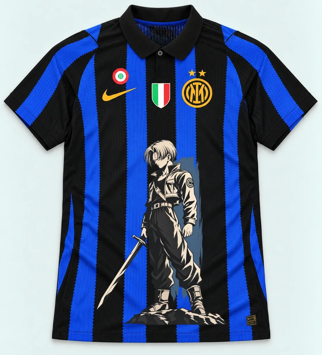 Inter Milan Striped Trunks Sword Dragon Ball Jersey — Front