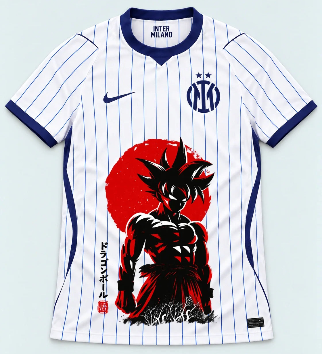Inter Milan White Goku Rising Sun Dragon Ball Jersey — Front