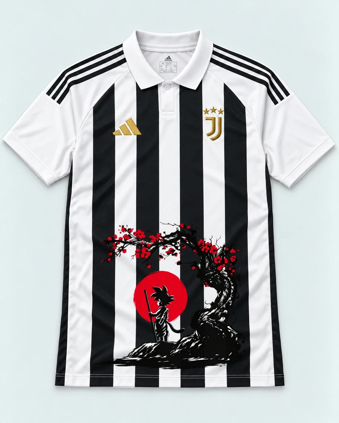 Juventus Striped Goku Sakura Dragon Ball Jersey — Front