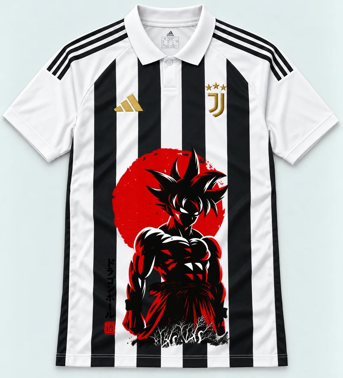 Juventus Striped Goku Rising Sun Dragon Ball Jersey — Front