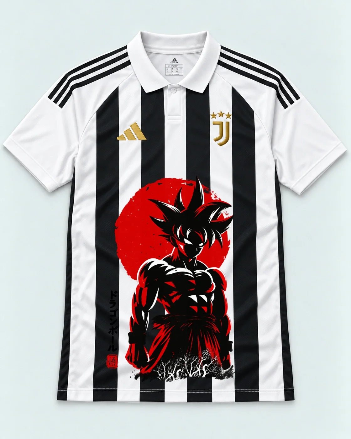 Juventus Striped Goku Rising Sun Dragon Ball Jersey — Front