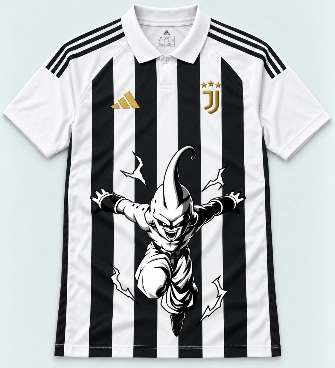 Juventus Striped Kid Buu Dragon Ball Jersey — Front