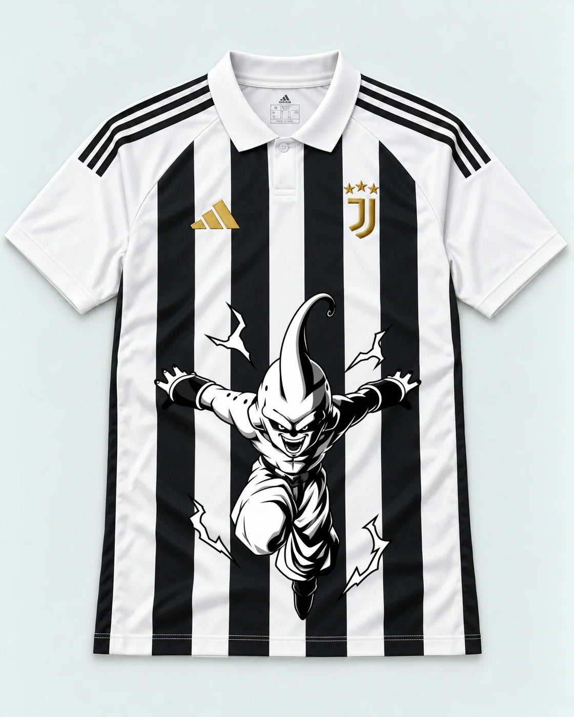 Juventus Striped Kid Buu Dragon Ball Jersey — Front